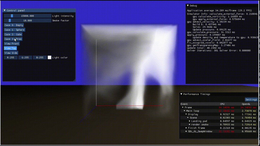 A frame from the GPU smoke simulation demo